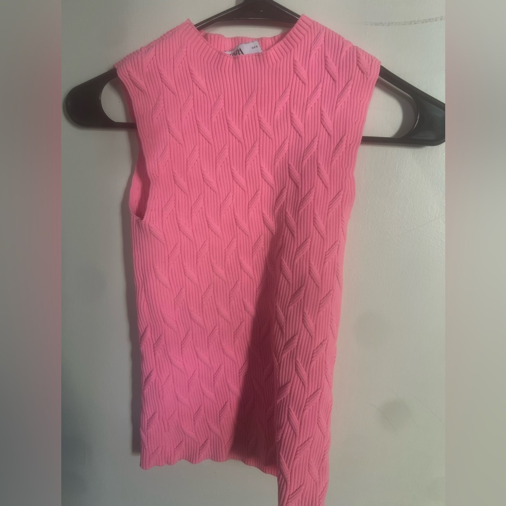 Zara Pink Textured Tank Top